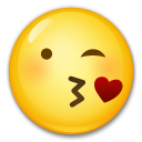 Cómo se ve el emoji Cara lanzando un beso en Lg.