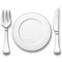 Cómo se ve el emoji Cuchillo y tenedor con un plato en Lg.