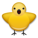 Cómo se ve el emoji Pollito de frente en Lg.