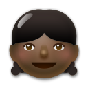 Cómo se ve el emoji Niña: tono de piel oscuro en Lg.