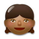 Cómo se ve el emoji Niña: tono de piel oscuro medio en Lg.