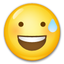 Cómo se ve el emoji Cara sonriendo con sudor frío en Lg.