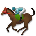 Cómo se ve el emoji Carrera de caballos: tono de piel oscuro en Lg.