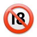 Cómo se ve el emoji Prohibido para menos de 18 años en Lg.