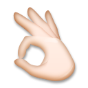 Cómo se ve el emoji Señal de aprobación con la mano: tono de piel claro en Lg.