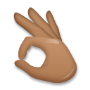 Cómo se ve el emoji Señal de aprobación con la mano: tono de piel oscuro medio en Lg.