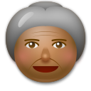 Cómo se ve el emoji Anciana: tono de piel oscuro medio en Lg.