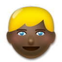 Cómo se ve el emoji Persona adulta rubia: tono de piel oscuro en Lg.