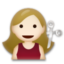 Cómo se ve el emoji Persona cortándose el pelo: tono de piel claro medio en Lg.