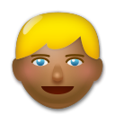 Cómo se ve el emoji Persona adulta rubia: tono de piel oscuro medio en Lg.