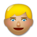 Cómo se ve el emoji Persona adulta rubia: tono de piel medio en Lg.