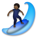 Cómo se ve el emoji Persona haciendo surf: tono de piel oscuro en Lg.