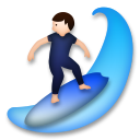 Cómo se ve el emoji Persona haciendo surf: tono de piel claro en Lg.