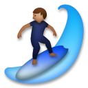 Cómo se ve el emoji Persona haciendo surf: tono de piel medio en Lg.