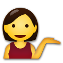 Cómo se ve el emoji Persona de mostrador de información en Lg.