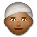 Cómo se ve el emoji Persona con turbante: tono de piel oscuro medio en Lg.