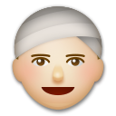 Cómo se ve el emoji Persona con turbante: tono de piel claro medio en Lg.