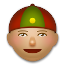 Cómo se ve el emoji Hombre con gorro chino: tono de piel medio en Lg.