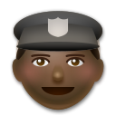 Cómo se ve el emoji Agente de policía: tono de piel oscuro en Lg.