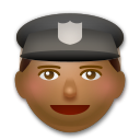 Cómo se ve el emoji Agente de policía: tono de piel oscuro medio en Lg.