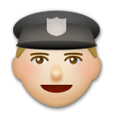 Cómo se ve el emoji Agente de policía: tono de piel claro medio en Lg.