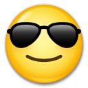 Cómo se ve el emoji Cara sonriendo con gafas de sol en Lg.