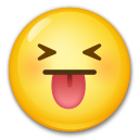 Cómo se ve el emoji Cara con ojos cerrados y lengua fuera en Lg.