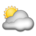 Cómo se ve el emoji Sol detrás de una nube grande en Lg.