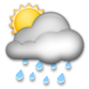 Cómo se ve el emoji Sol detrás de una nube con lluvia en Lg.