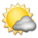 Cómo se ve el emoji Sol detrás de una nube pequeña en Lg.