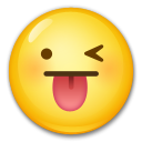 Cómo se ve el emoji Cara sacando la lengua y guiñando un ojo en Lg.