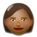 Cómo se ve el emoji Mujer: tono de piel oscuro medio en Lg.