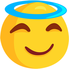 Cómo se ve el emoji Cara sonriendo con aureola en Messenger.