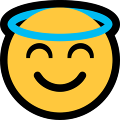 Cómo se ve el emoji Cara sonriendo con aureola en Microsoft.