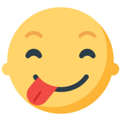 Cómo se ve el emoji Cara saboreando comida en Mozilla.