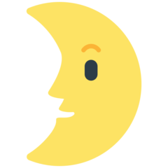 Cómo se ve el emoji Luna de cuarto creciente con cara en Mozilla.