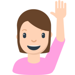 Cómo se ve el emoji Persona con la mano levantada en Mozilla.