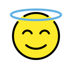 Cómo se ve el emoji Cara sonriendo con aureola en Openmoji.