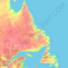 Newfoundland and Labrador topographic map, elevation, terrain