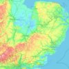 East of England topographic map, elevation, terrain