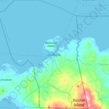 Isabela topographic map, elevation, terrain