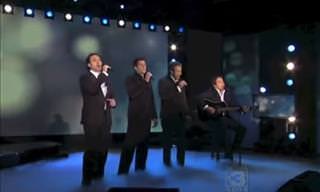 Male Quartet Performs with Celine Dion