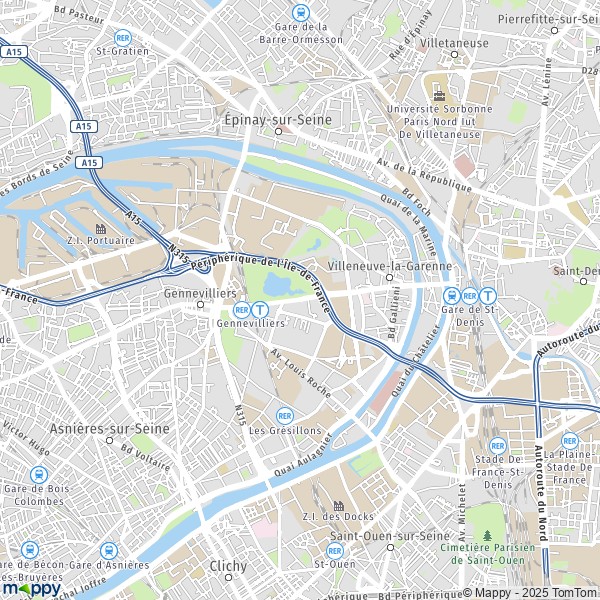 Map L'Île-Saint-Denis: map of L'Île-Saint-Denis (93450) and practical ...