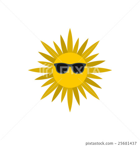 Sun face with sunglasses icon, flat style 25681437