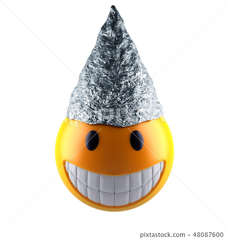 Cute emoji sphere with a tin foil hat 48087600