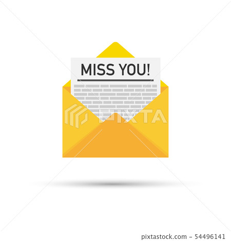 \'Miss you!\' Written Inside An Envelope Letter.