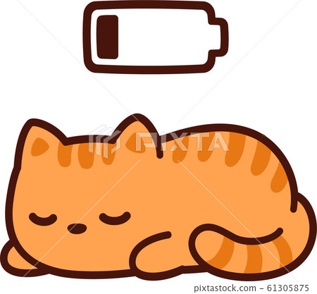 Cute cartoon sleeping cat 61305875