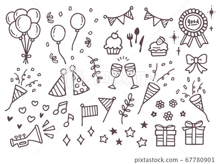 Party celebration birthday event hand drawn line drawing illustration 67780901