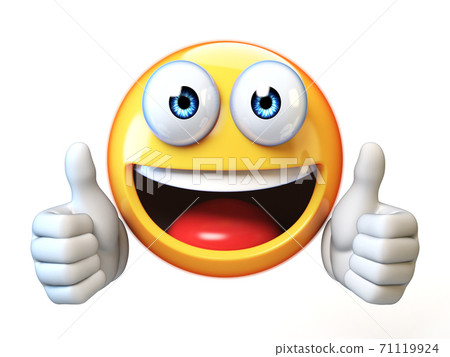 Thumbs up emoji isolated on white background,... - Stock Illustration  [71119924] - PIXTA