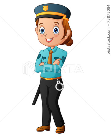 Cartoon of smiling police woman isolated on white background 73873084